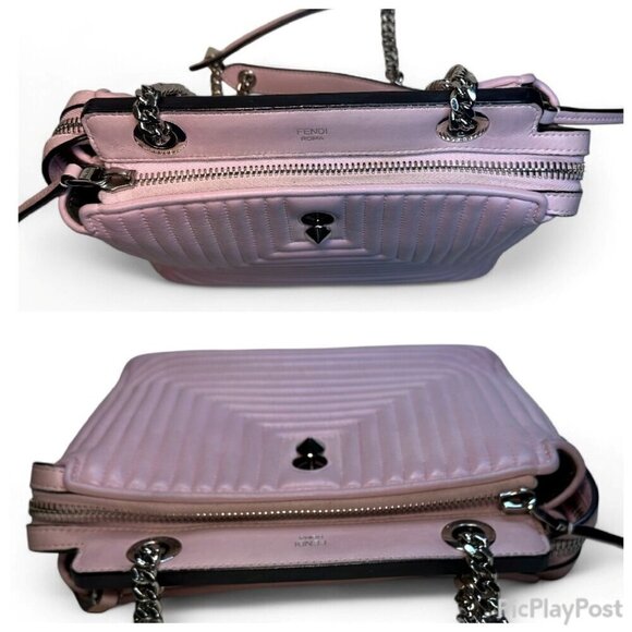 FENDI Dotcom Click Quilted Chain Shoulder Bag Peonia Pink (w detachable pouch) - Picture 13 of 16